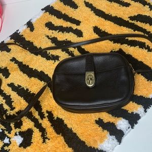 VINTAGE LANCEL 1876 - black leather crossbody bag